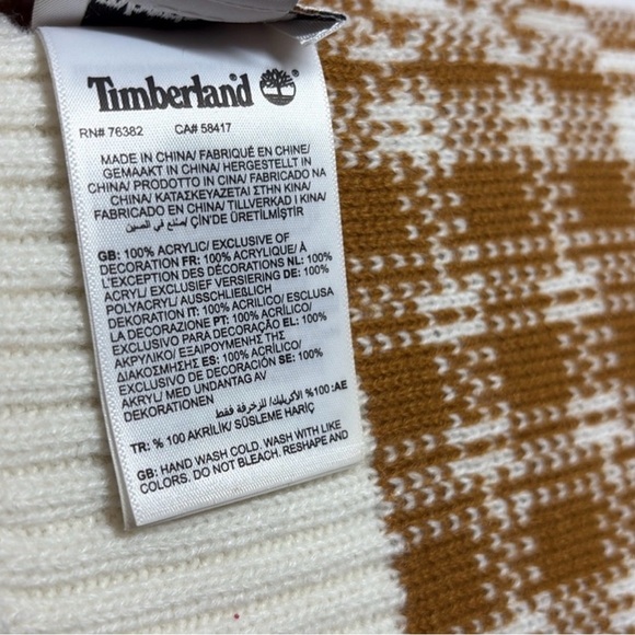 Timberland Tan and Cream Knit Scarf 60 X 10 - Picture 4 of 5
